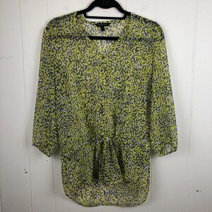 Banana Republic Womens Blouse Sheer V-Neck Draw String at Waist Small